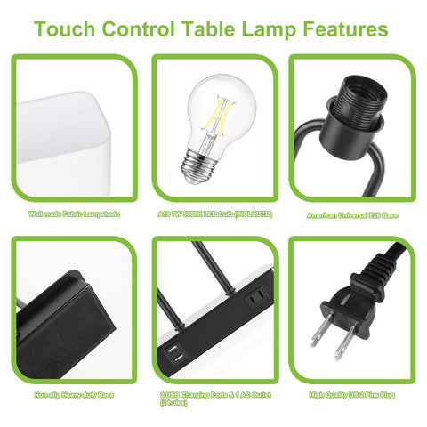 Lakumu lamp featuring one AC outlet for additional power