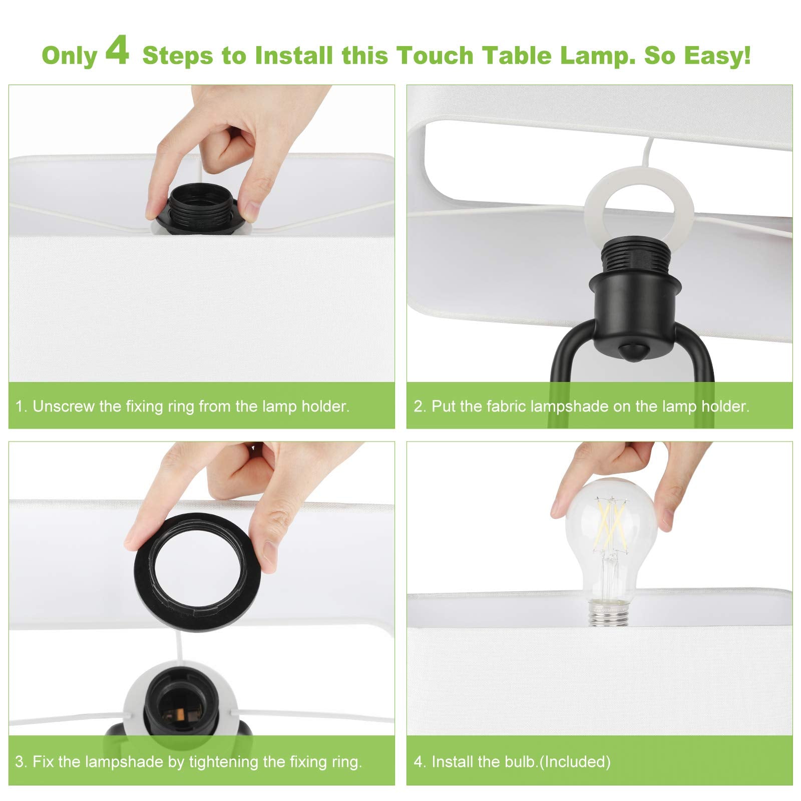 Lakumu lamp includes 5000K daylight bulb for clear task lighting