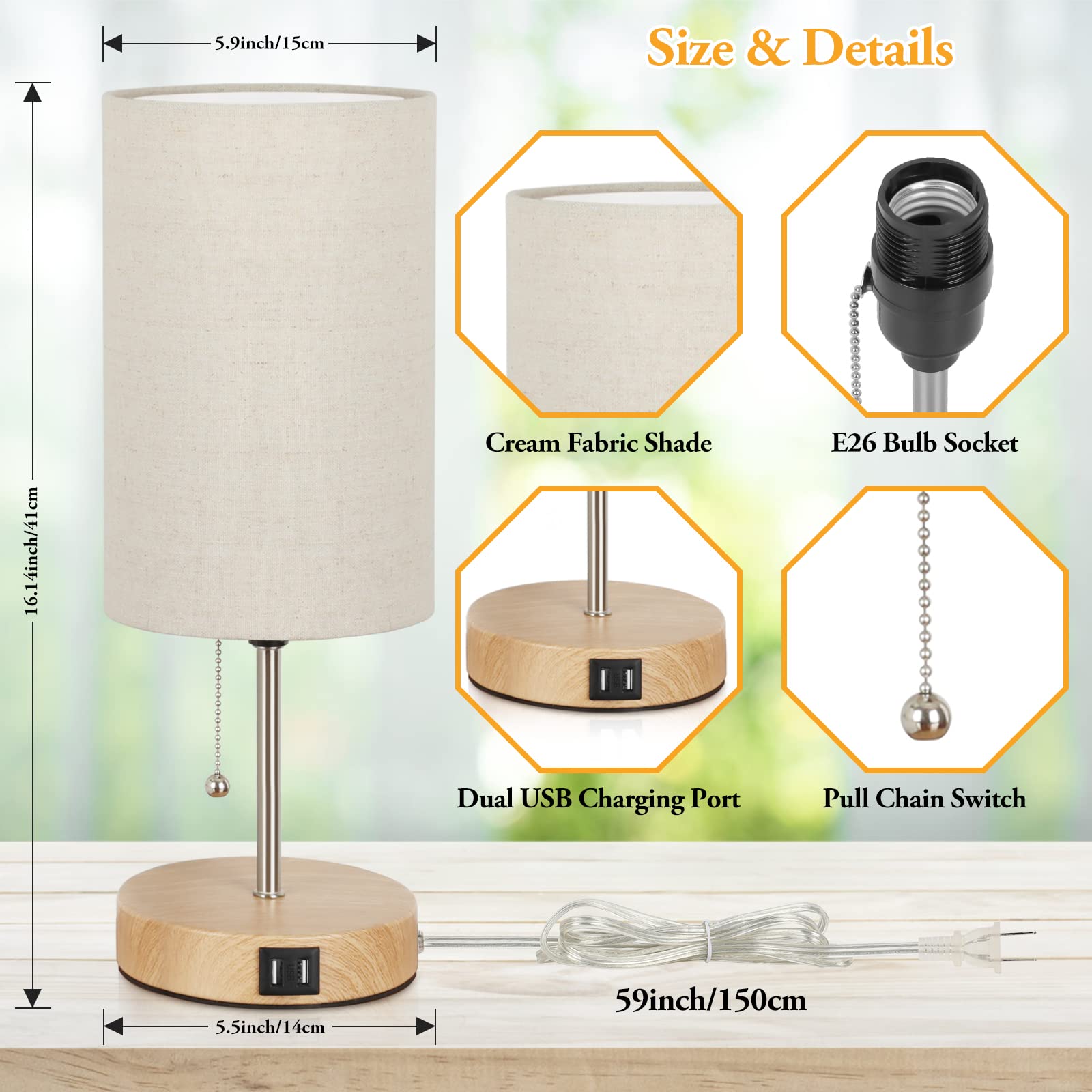 Lakumu cream fabric shade lamp provides soft, eye-friendly illumination
