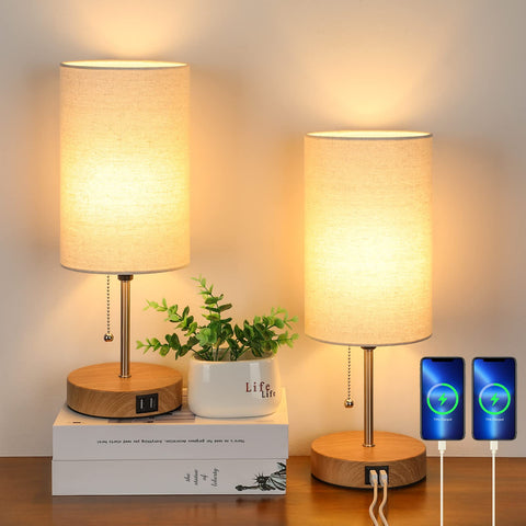 Lakumu set of 2 table lamps with cream shade for elegant bedside lighting