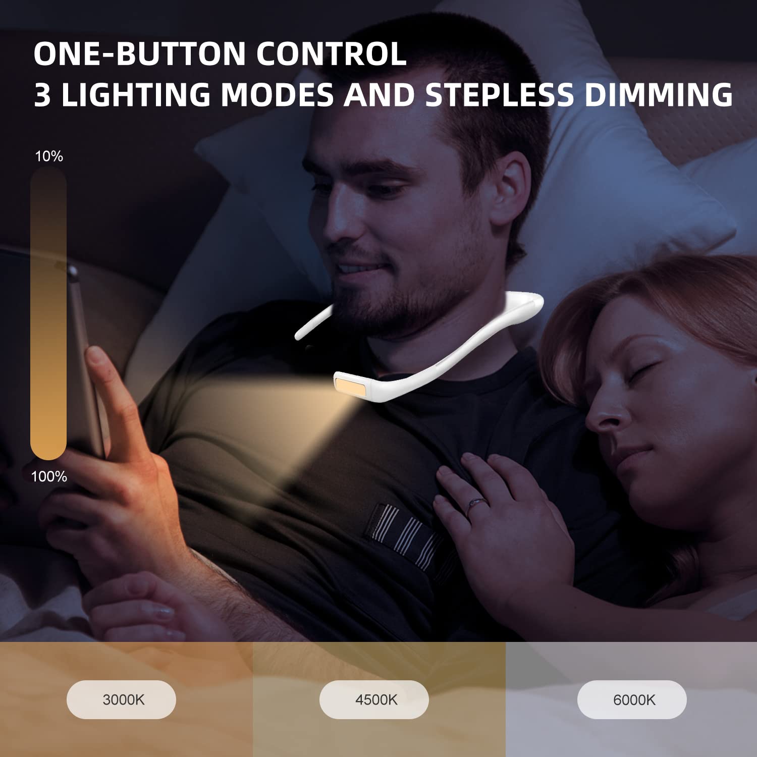 LALAKU neck light offers 3 color modes for comfortable reading.