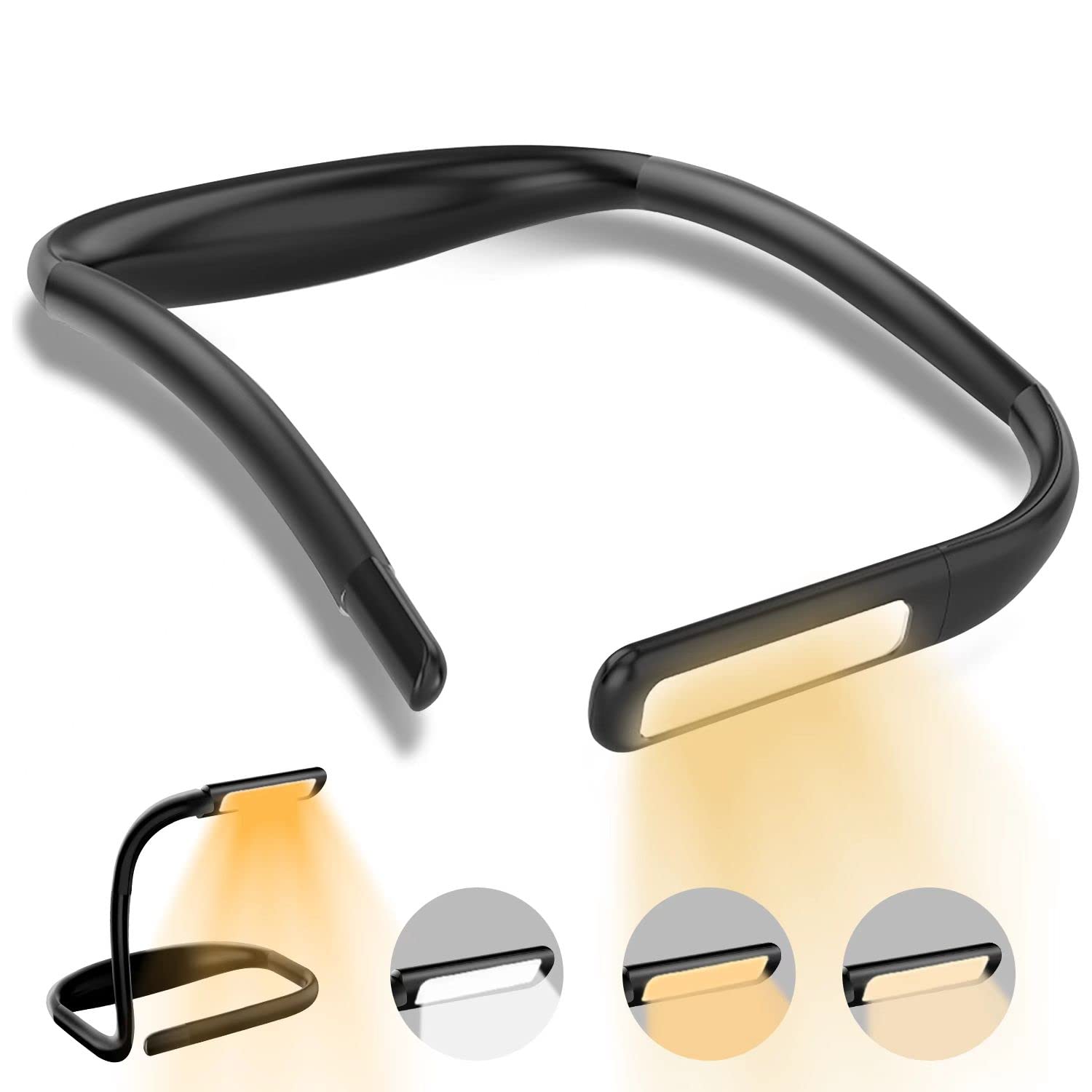 LALAKU LED neck reading light with 3 color temps for cozy bedside reading.