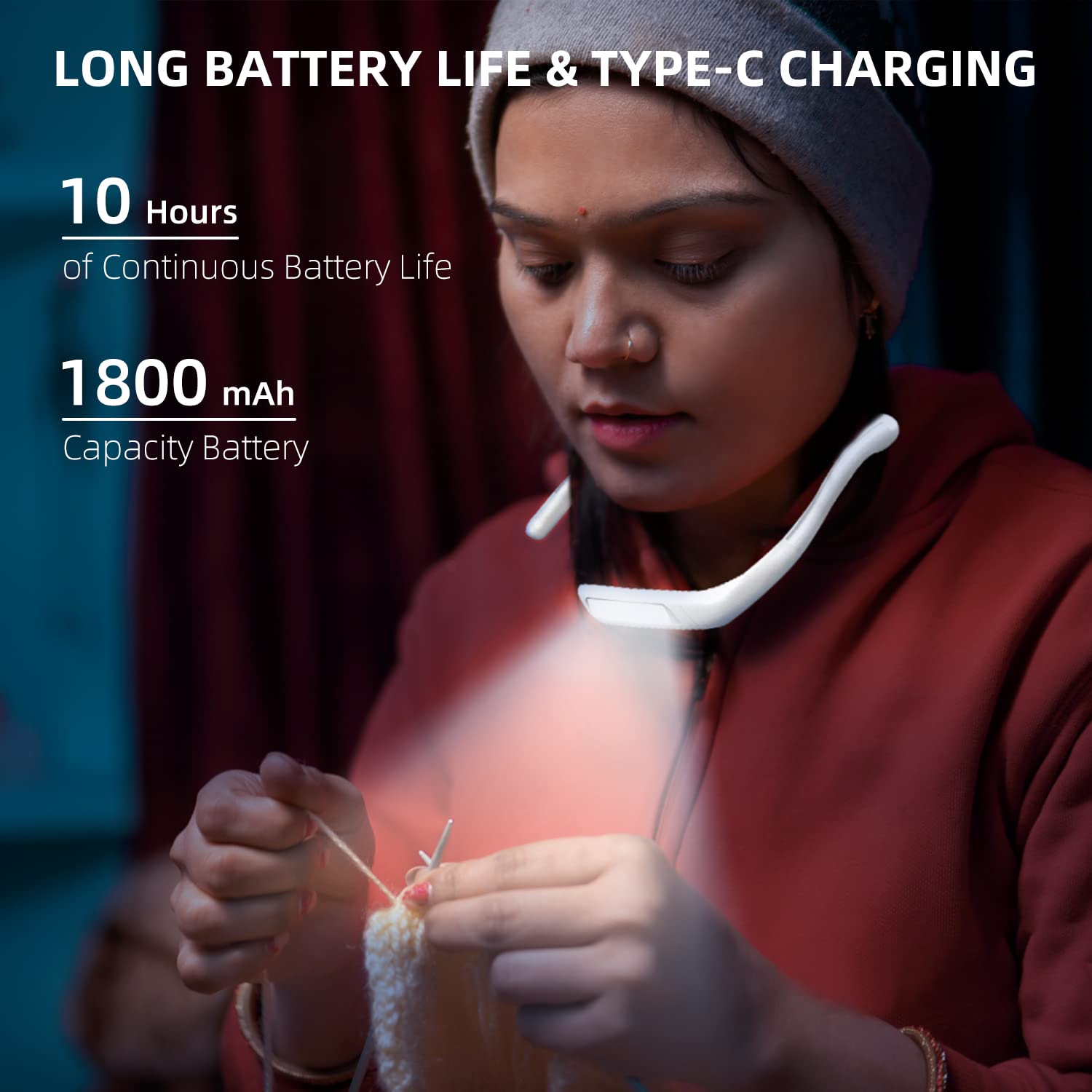 LALAKU neck light with rechargeable battery for extended use.