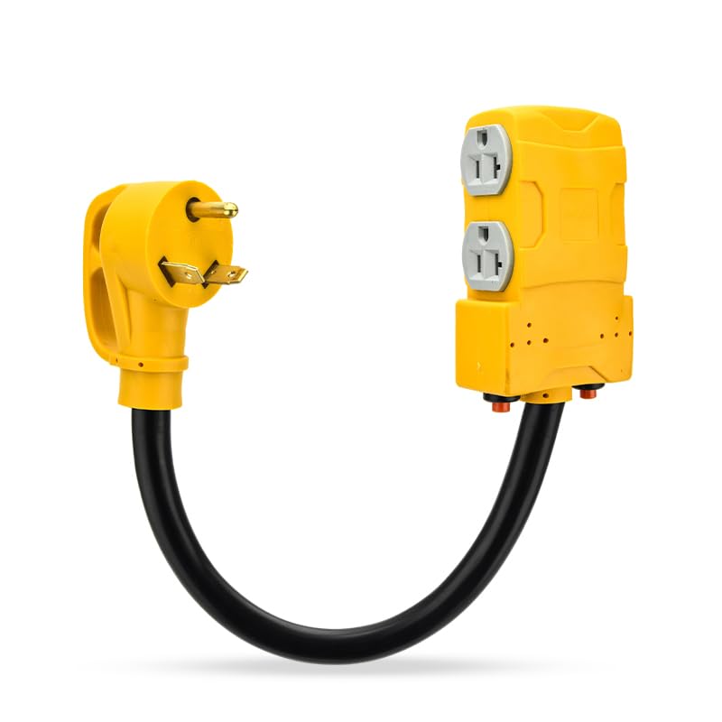 Lalarodia TT-30P to 4x 5-20R adapter with built-in 20A breaker for RV power