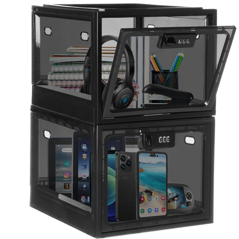 Lalifebuss lock box stackable two-pack for secure home and office storage