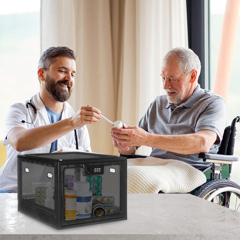 Lalifebuss pill storage lockbox keeps medications safeguarded and accessible.