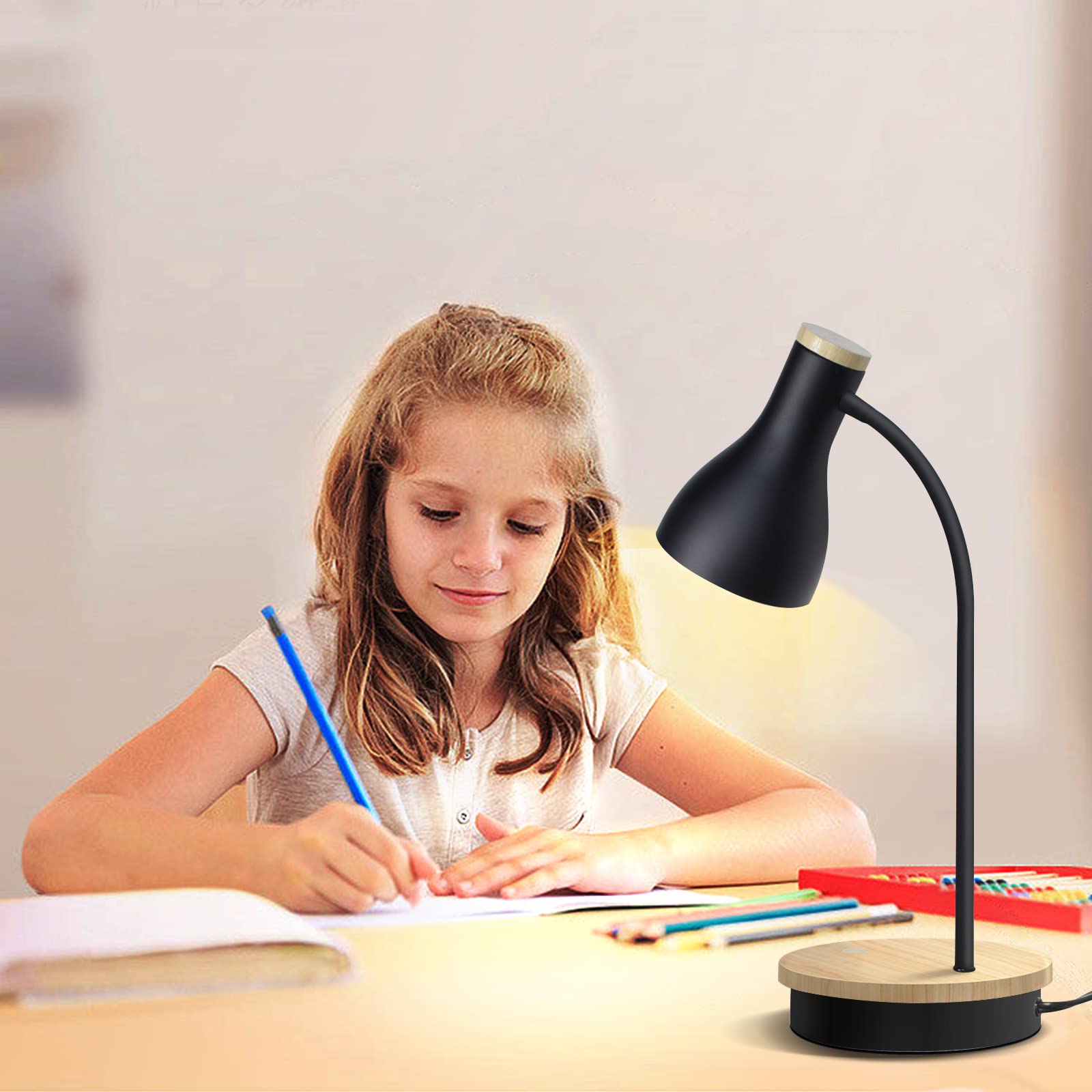 LALISU arc lamp gooseneck provides flexible angle for reading or work.