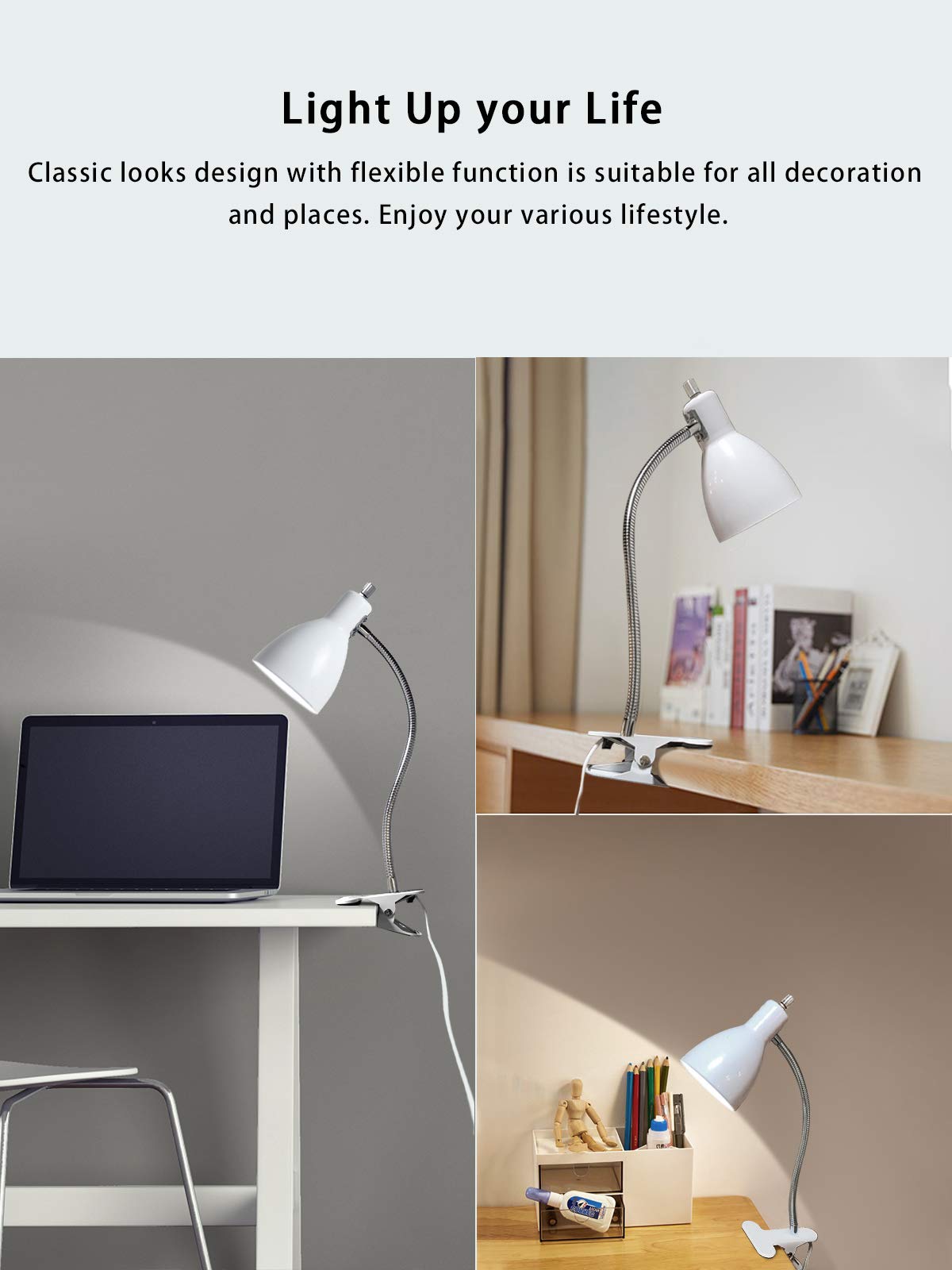 LALISU eye-protection reading light white helps reduce glare during study sessions.