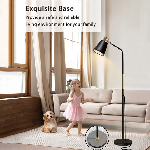 LALISU floor lamp in a sleek black metal finish complements industrial or modern decor.