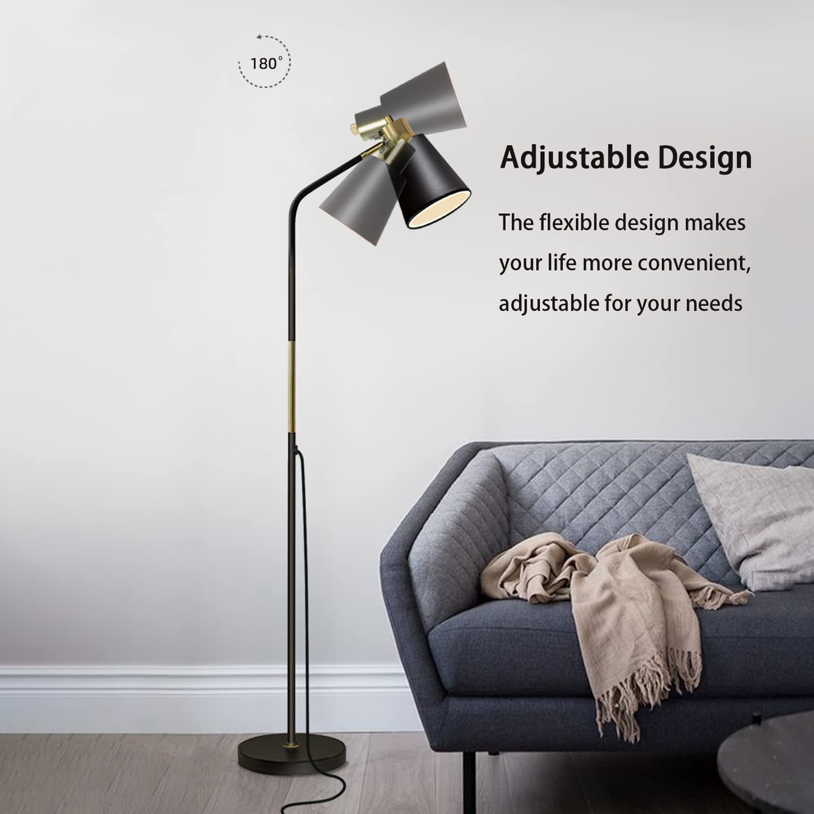 LALISU floor lamp's heavy base ensures safety and stability in busy rooms.