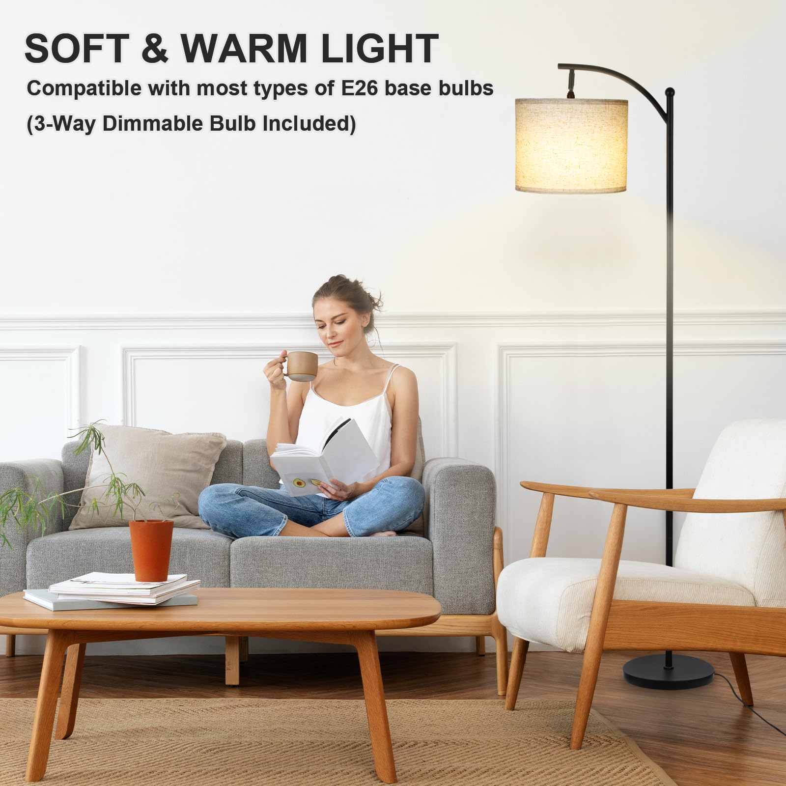 LALISU floor lamp rotating head enables precise reading angles