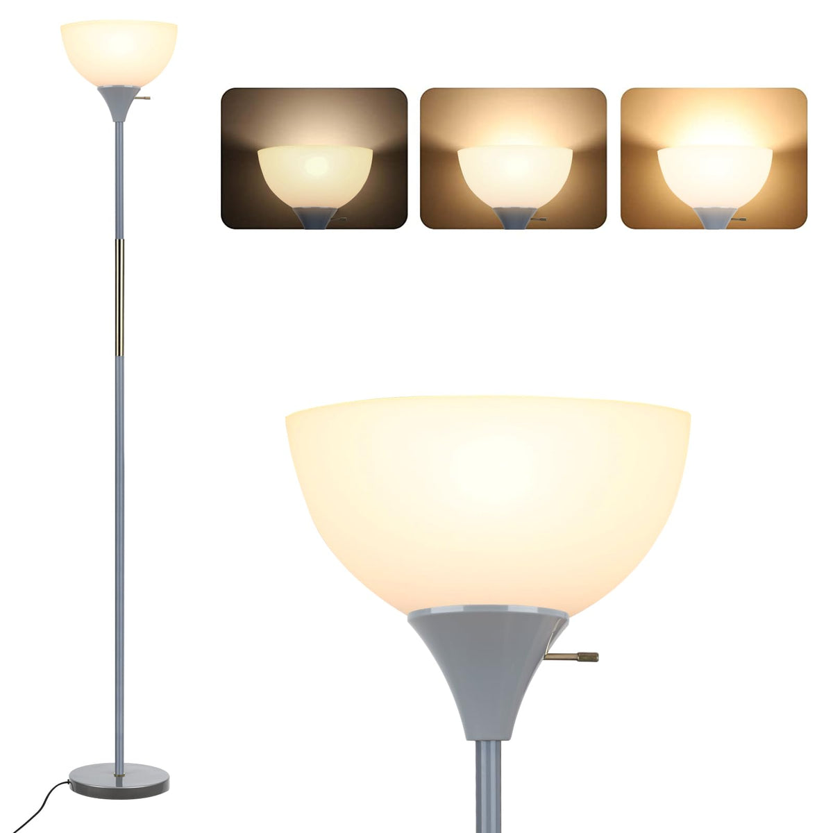 LALISU floor lamp three-way dimmable brightness for reading and relaxing.