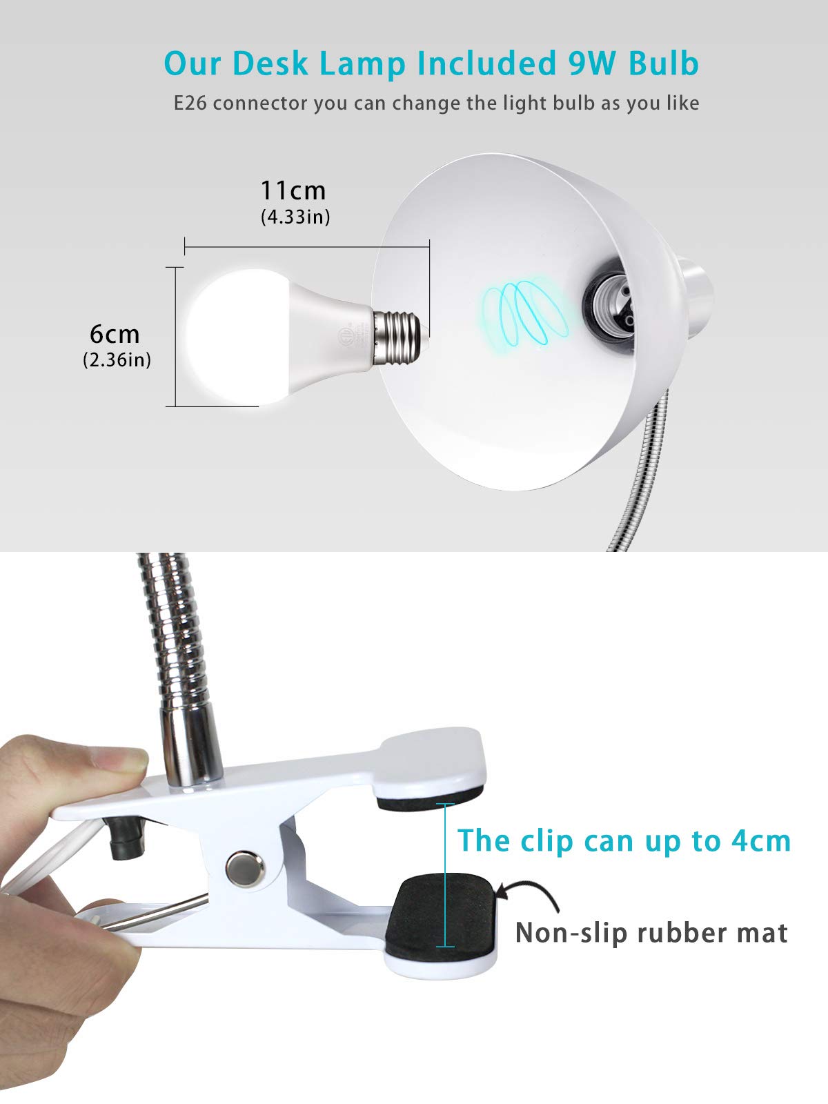 LALISU LED 9W bulb included with the lamp for bright energy-efficient lighting.