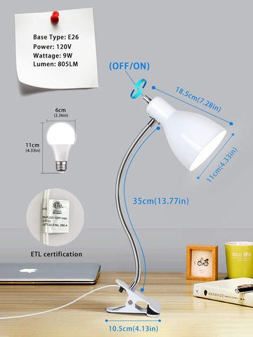 LALISU long-life desk lamp white rated for over 50,000 hours of service.