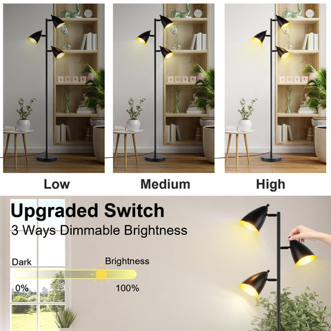 LALISU 3-light heads enable independent brightness, ideal for targeted reading and task lighting.
