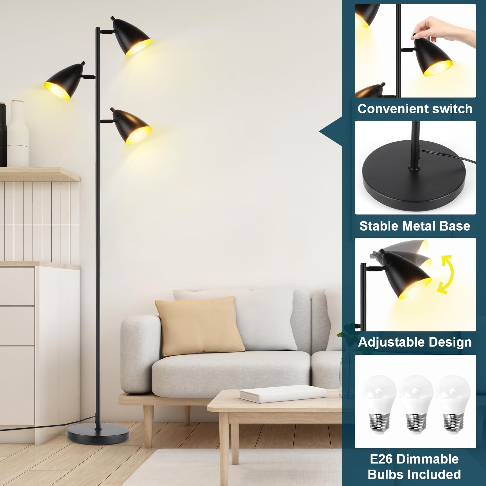 LALISU adjustable heads offer 360° rotation and 180° vertical tilt for versatile angles.
