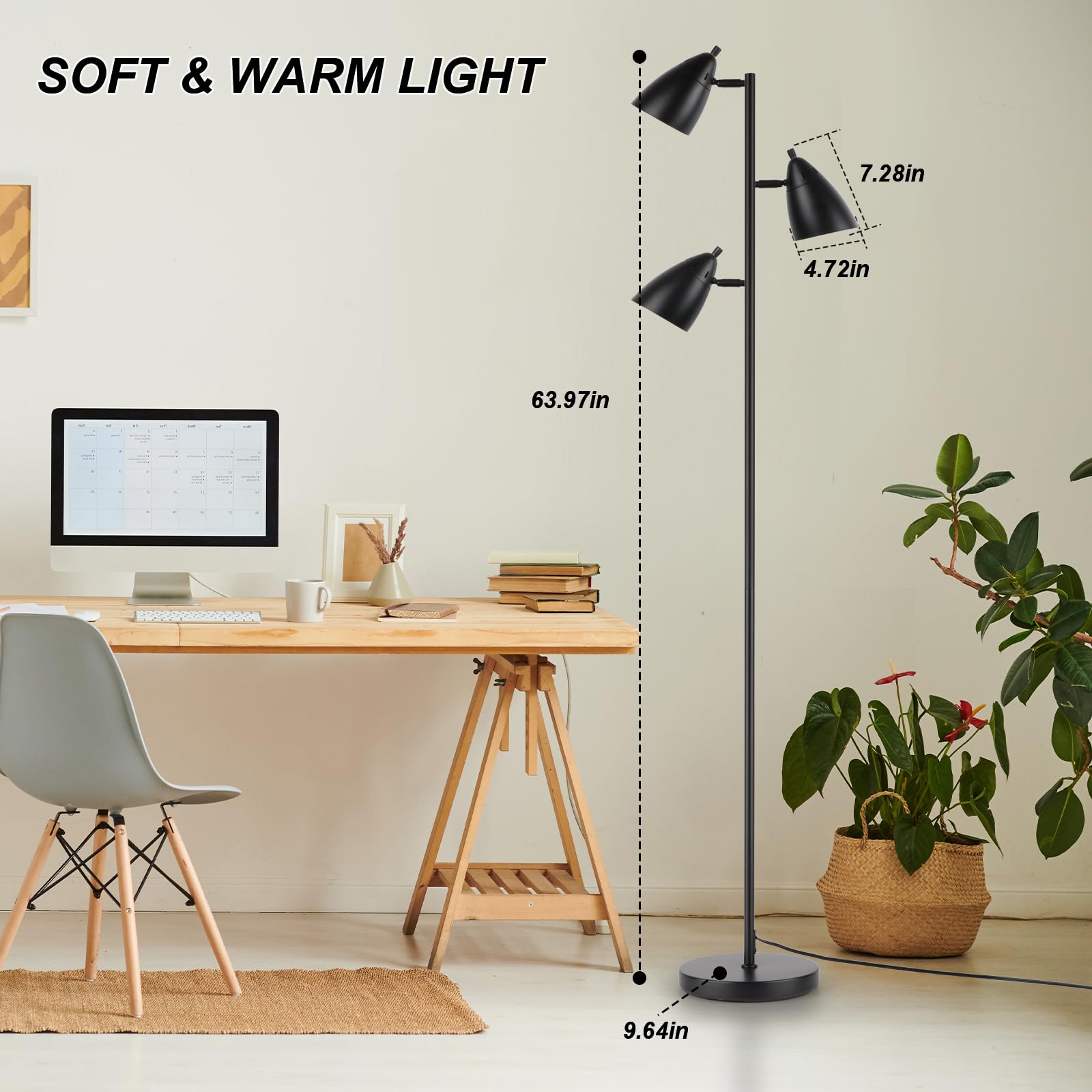 LALISU easy-assembly floor lamp simplifies setup with detachable rod.