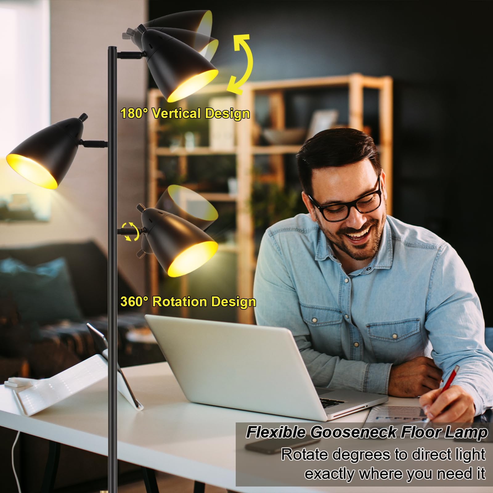 LALISU heavy-base tree lamp provides stable design on carpets and high-traffic areas.