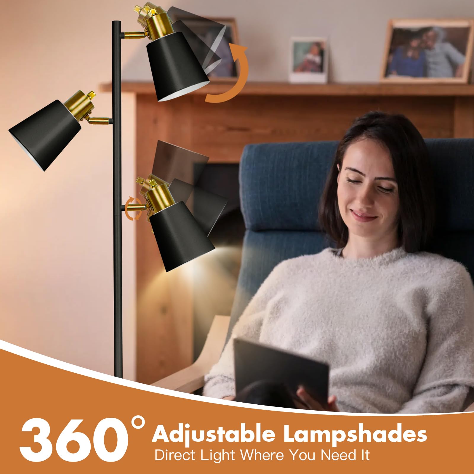 LALISU Tree Floor Lamp in a cozy living room setup.