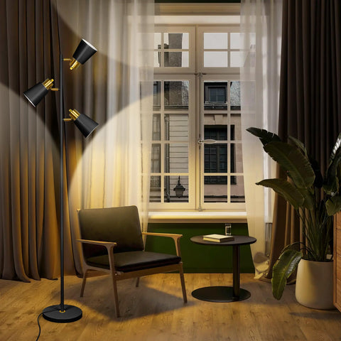 LALISU Tree Floor Lamp three-head design with independent rotary switches.