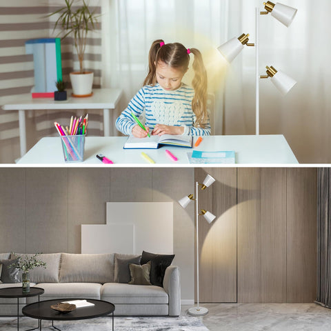 LALISU Tree Floor Lamp in white gold finish adds farmhouse elegance.