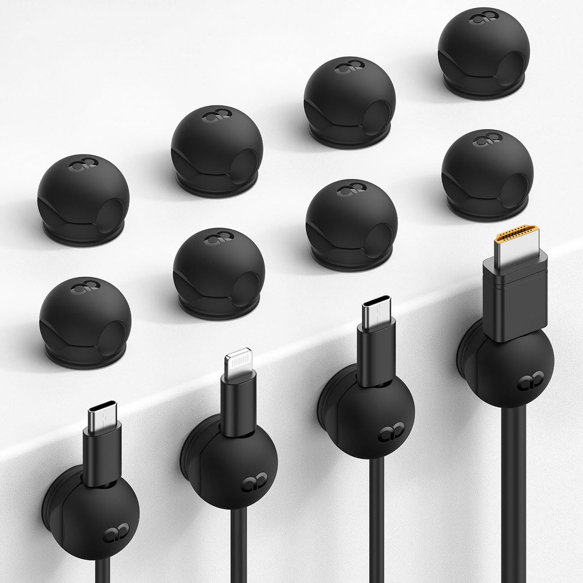 Lamicall 12-pack magnetic cord organizers on a clean desk reduce clutter.
