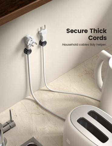 Lamicall cord organizer clip shows no-residue acrylic adhesive on smooth surface
