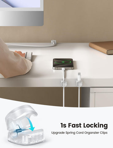Lamicall desk cable holder clip on smooth surface for quick management.