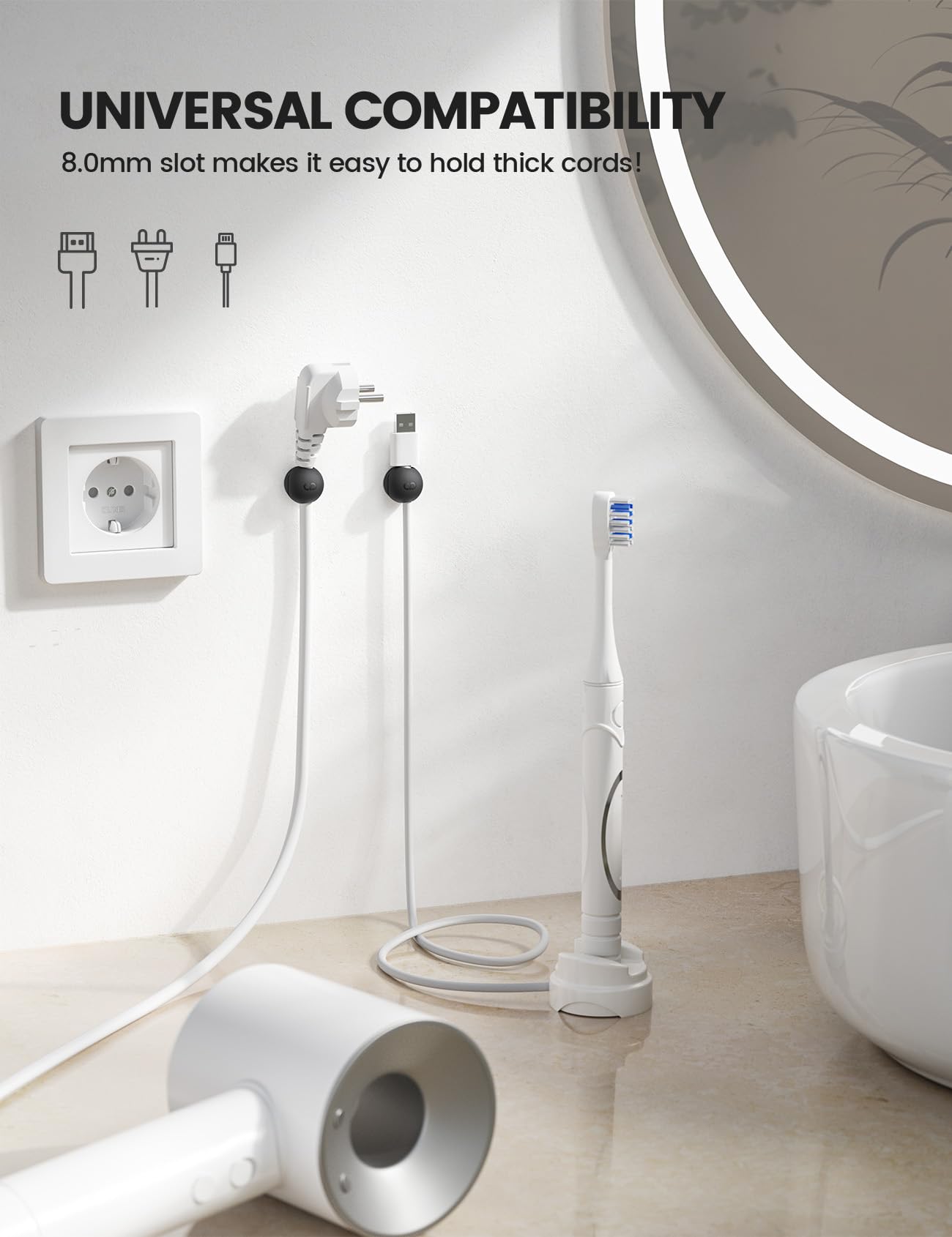 Lamicall ultra-slim cable slots fit most cables without crowding.