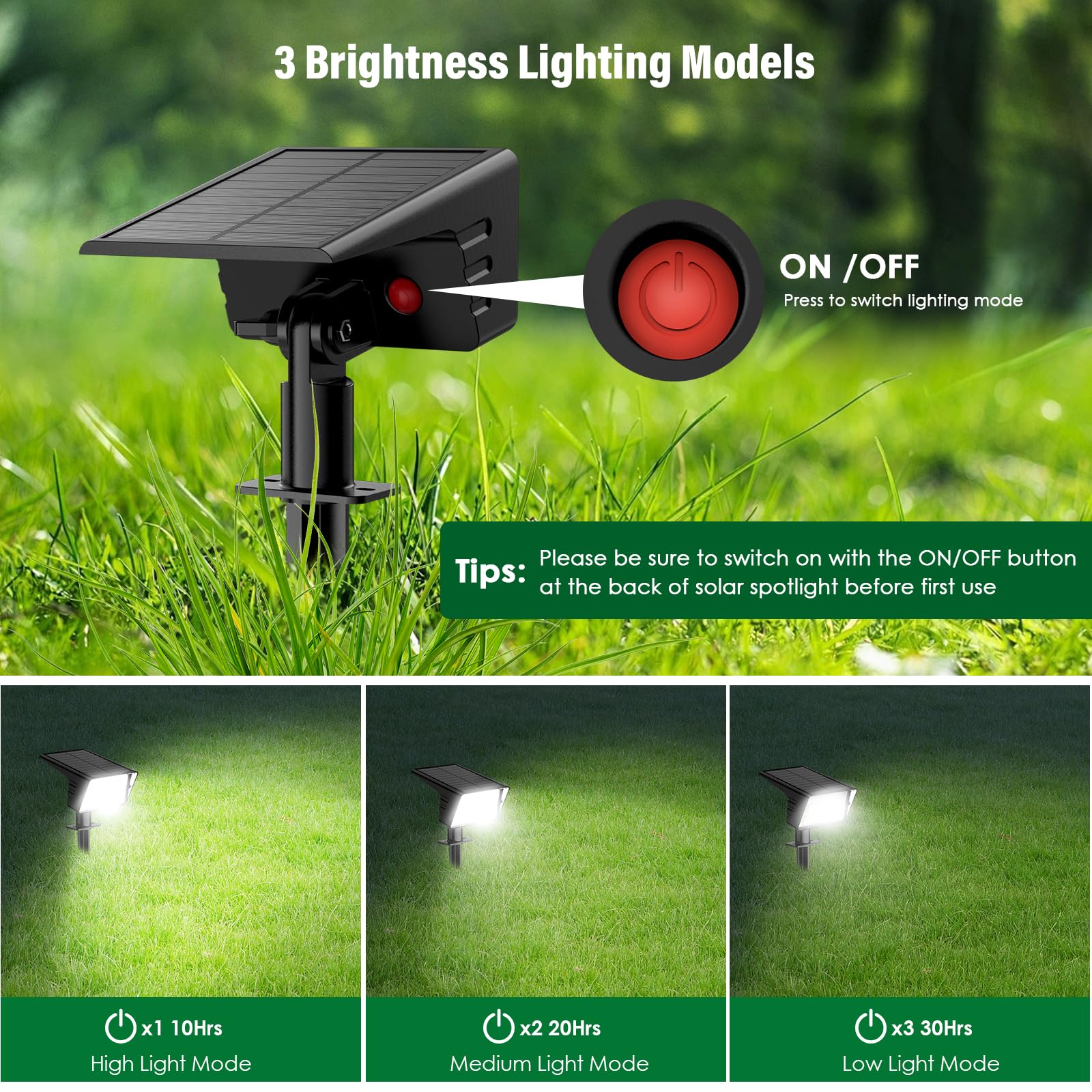 LAMKEEP solar spot light demonstrating auto on/off at dusk for easy use