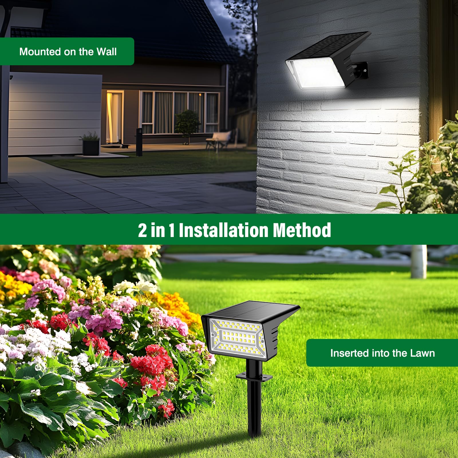 LAMKEEP solar spot light installed on ground stake to illuminate paths