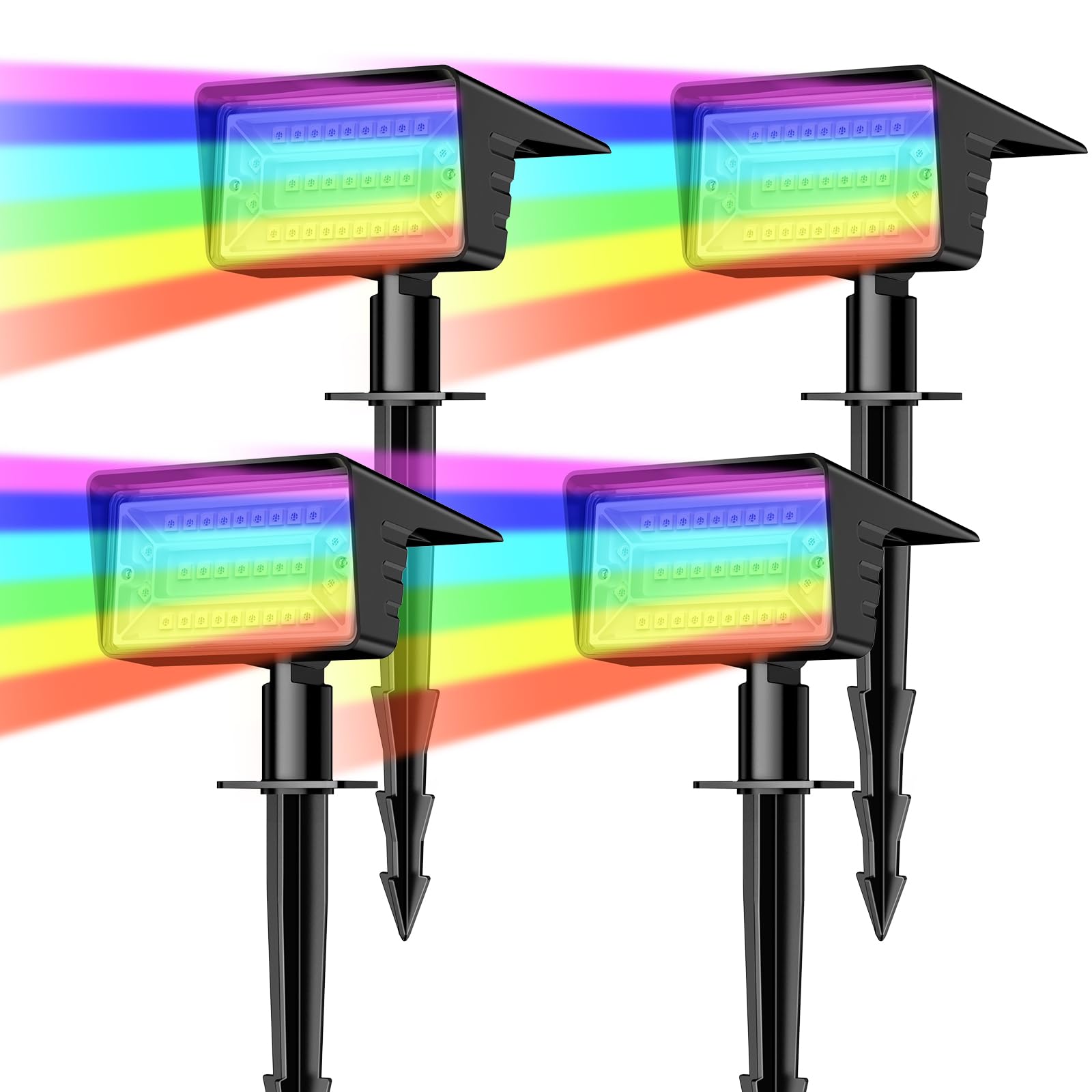 LAMKEEP solar spot lights 4-pack closeup with 29 LEDs for vibrant outdoor ambiance