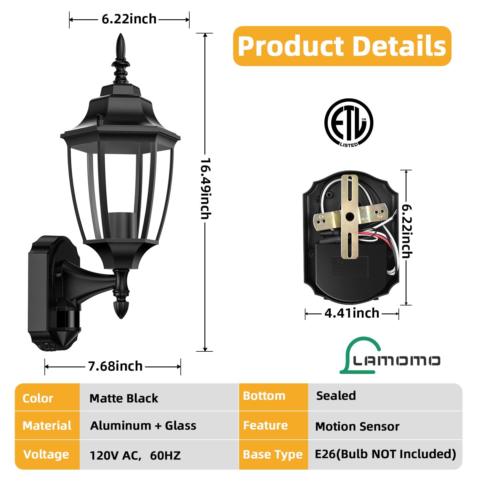 Lamomo E26 bulb compatibility offers flexible brightness options.