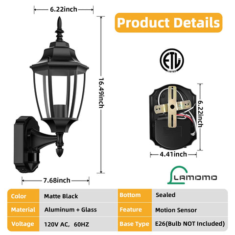 Lamomo E26 bulb compatibility offers flexible brightness options.