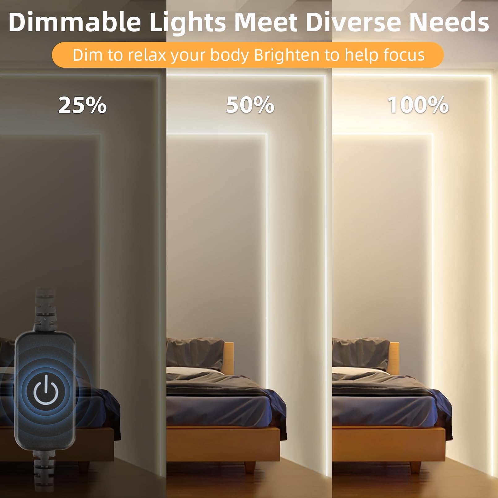 Lamomo 4500K white neon strip provides bright, even illumination along a TV backlight.