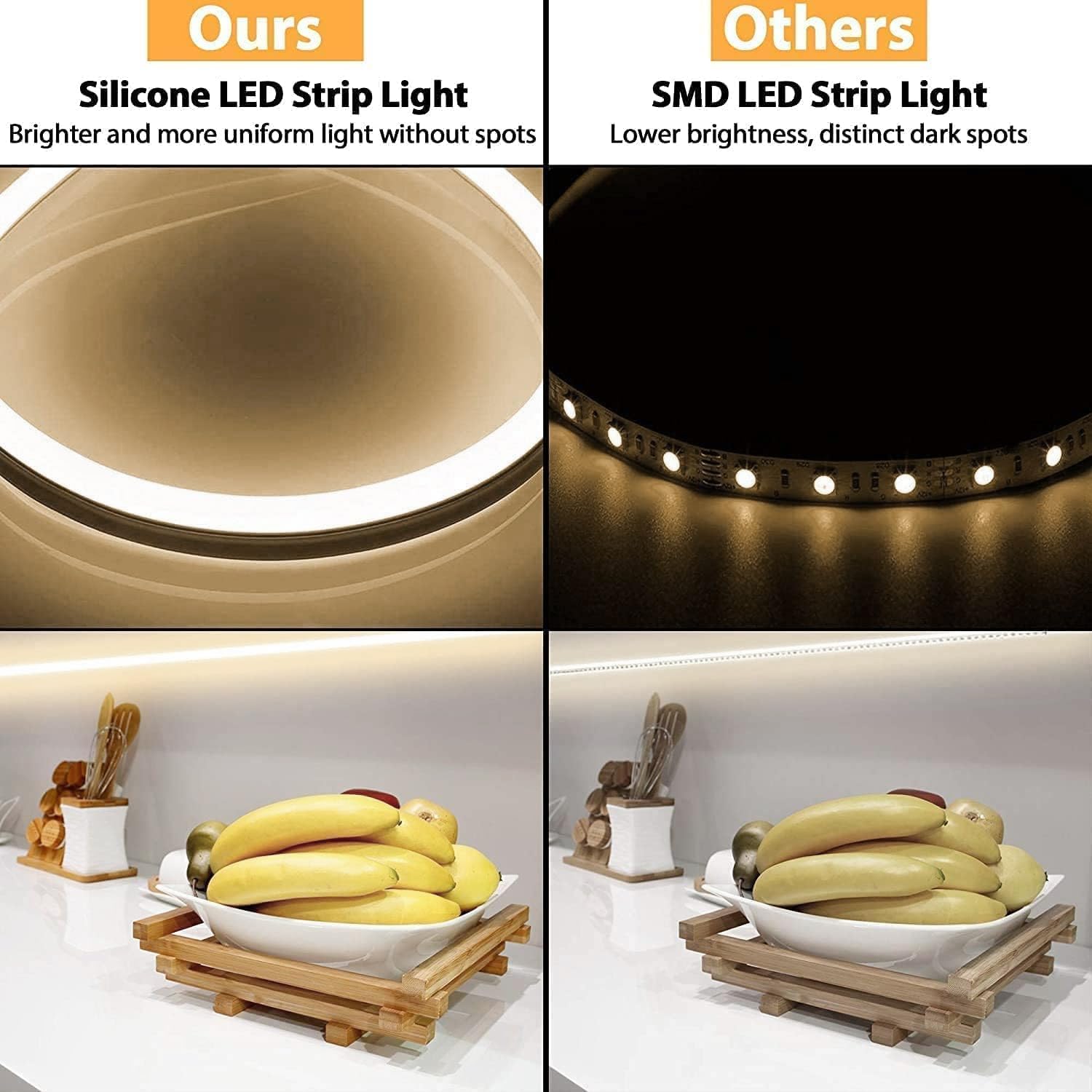Lamomo touch dimmer control on neon strip offers adjustable brightness.