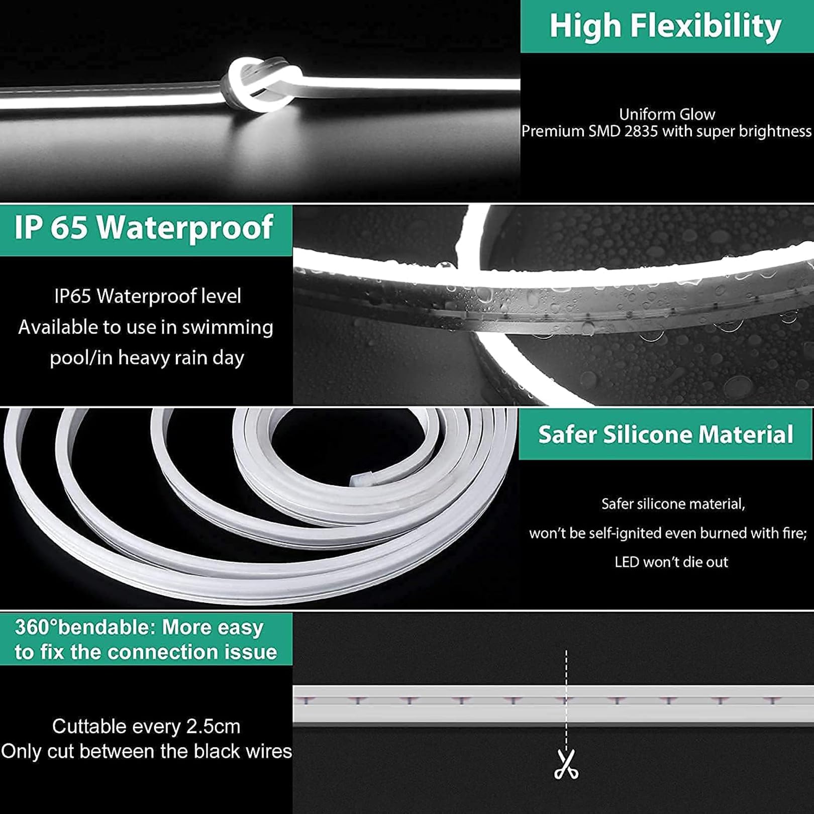 Lamomo IP65 waterproof Neon Rope Light suitable for damp spaces.