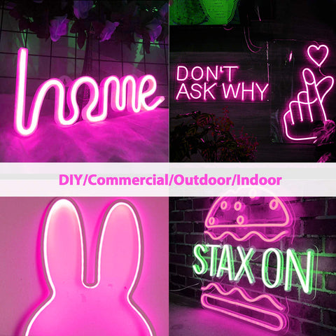 Lamomo neon strip for indoor-outdoor use adds flexible lighting options.