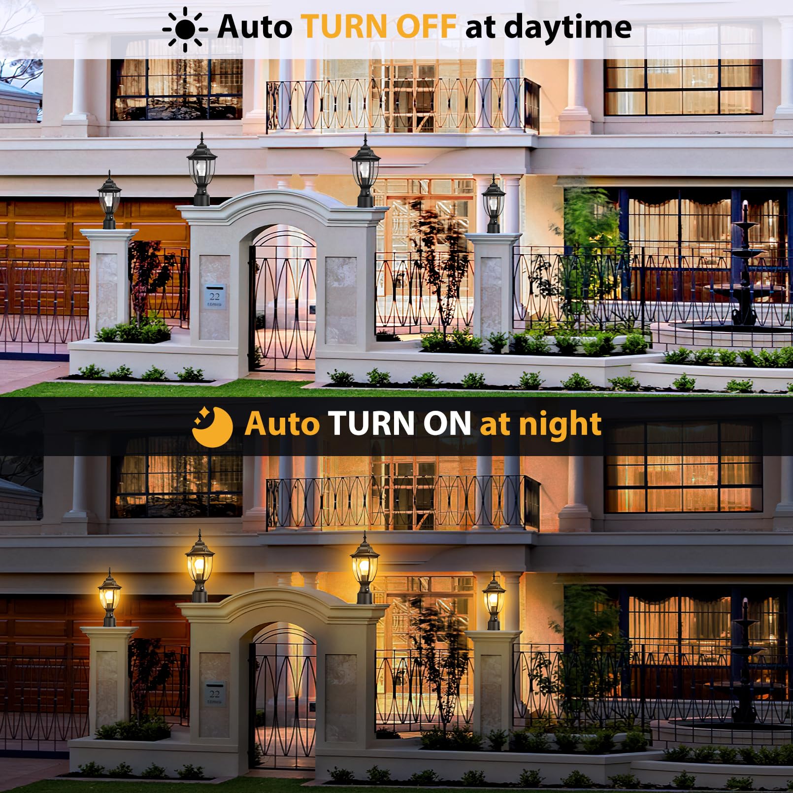 Lamomo post light with waterproof tempered glass panel for rain or shine