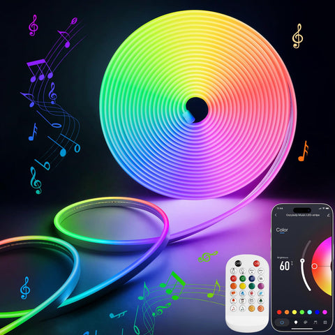 Lamomo RGB neon LED strip lights in a 16-4ft setup for vibrant room ambiance