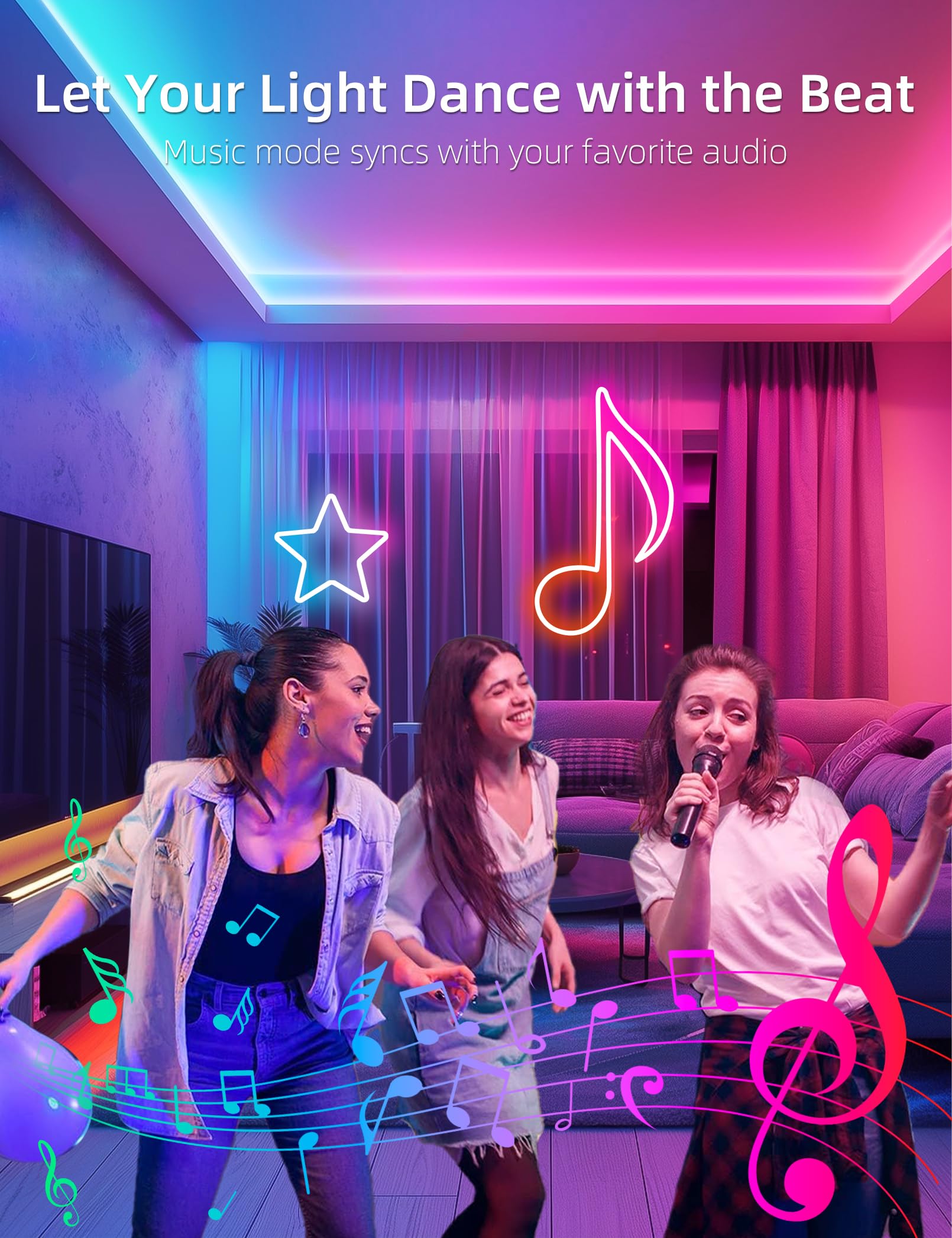 Lamomo neon strip with music sync for live party atmosphere
