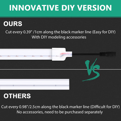 Lamomo white LED strip lights illuminate a vanity area with safe, low-heat brightness.