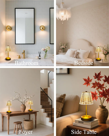 LamparaDecor gold compact bedside lamp perfect as a nightstand light