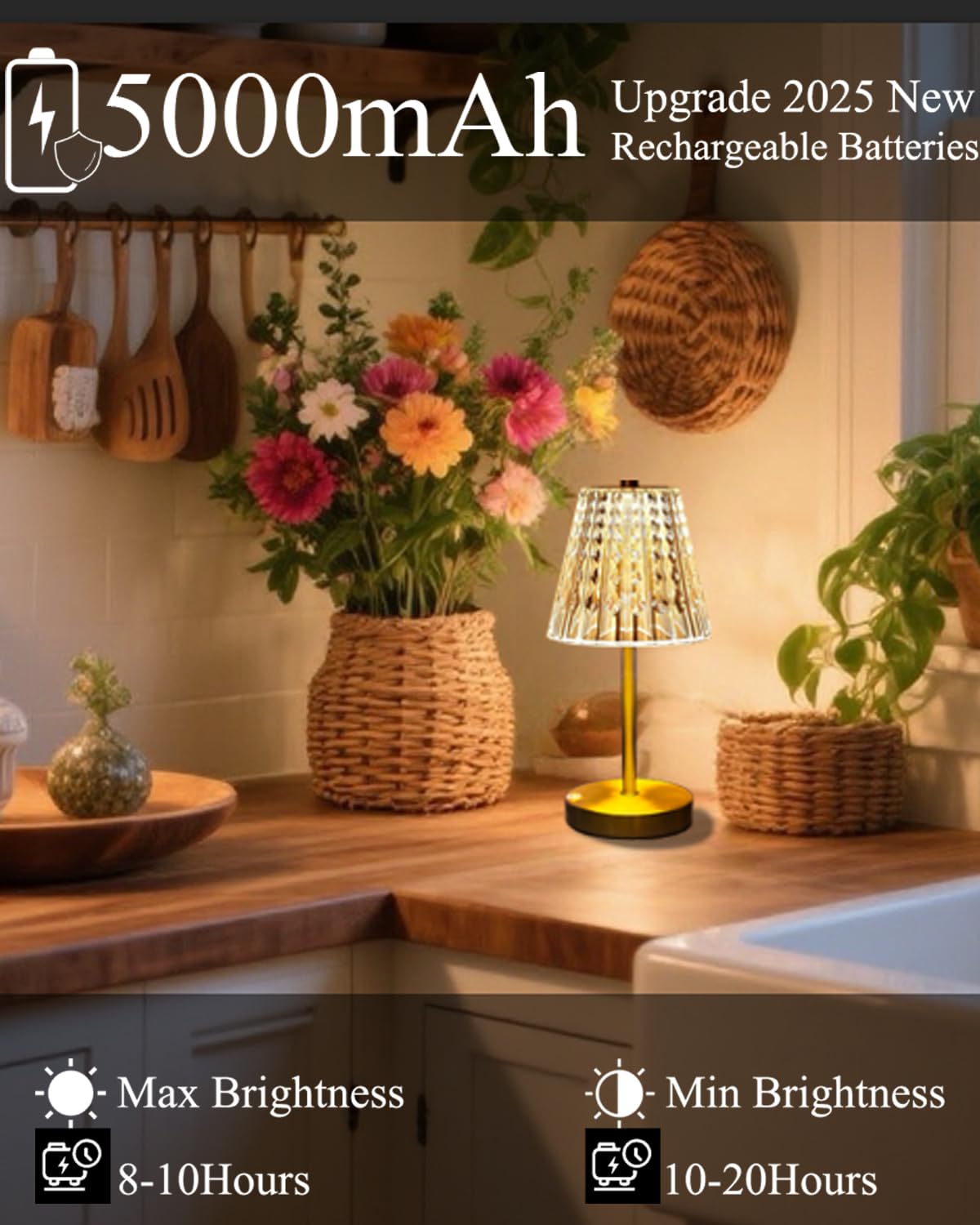 LamparaDecor gold touch-control dimming for customizable light levels