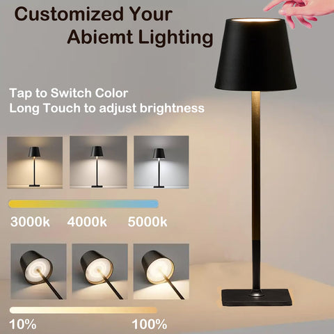 LamparaDecor cordless restaurant lamp suitable for indoor dining or outdoor patio decor.