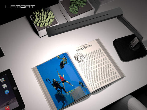 Lampat reading mode provides crisp light for pages and screens