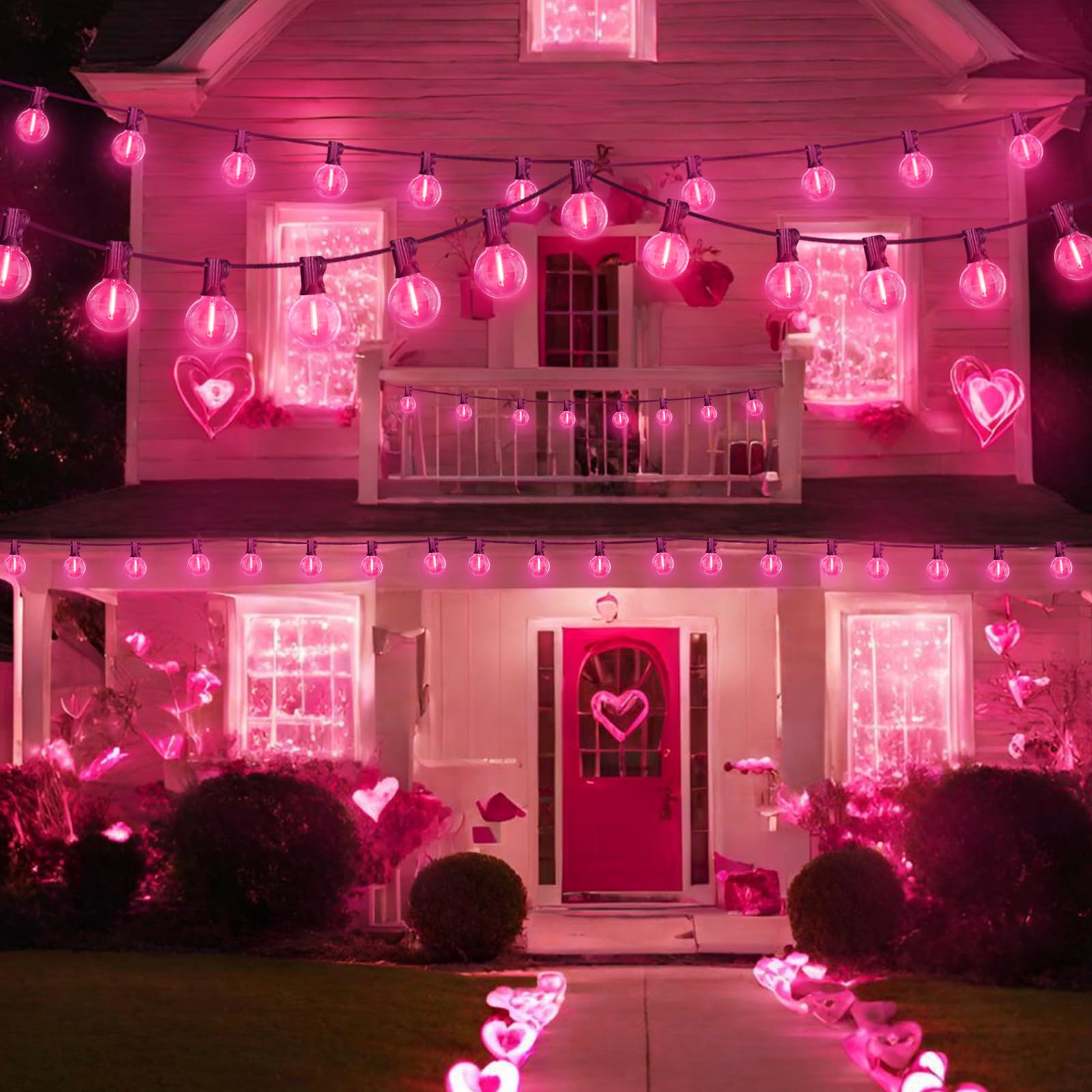 LAMPHOME end-to-end 26ft string extending patio lighting for events.
