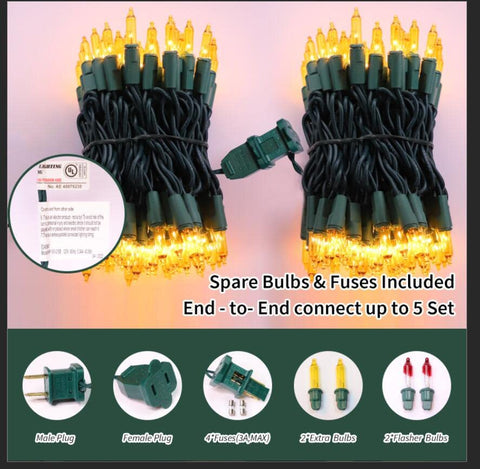 LAMPHOME green-wire design highlights bulbs and adds festive elegance.