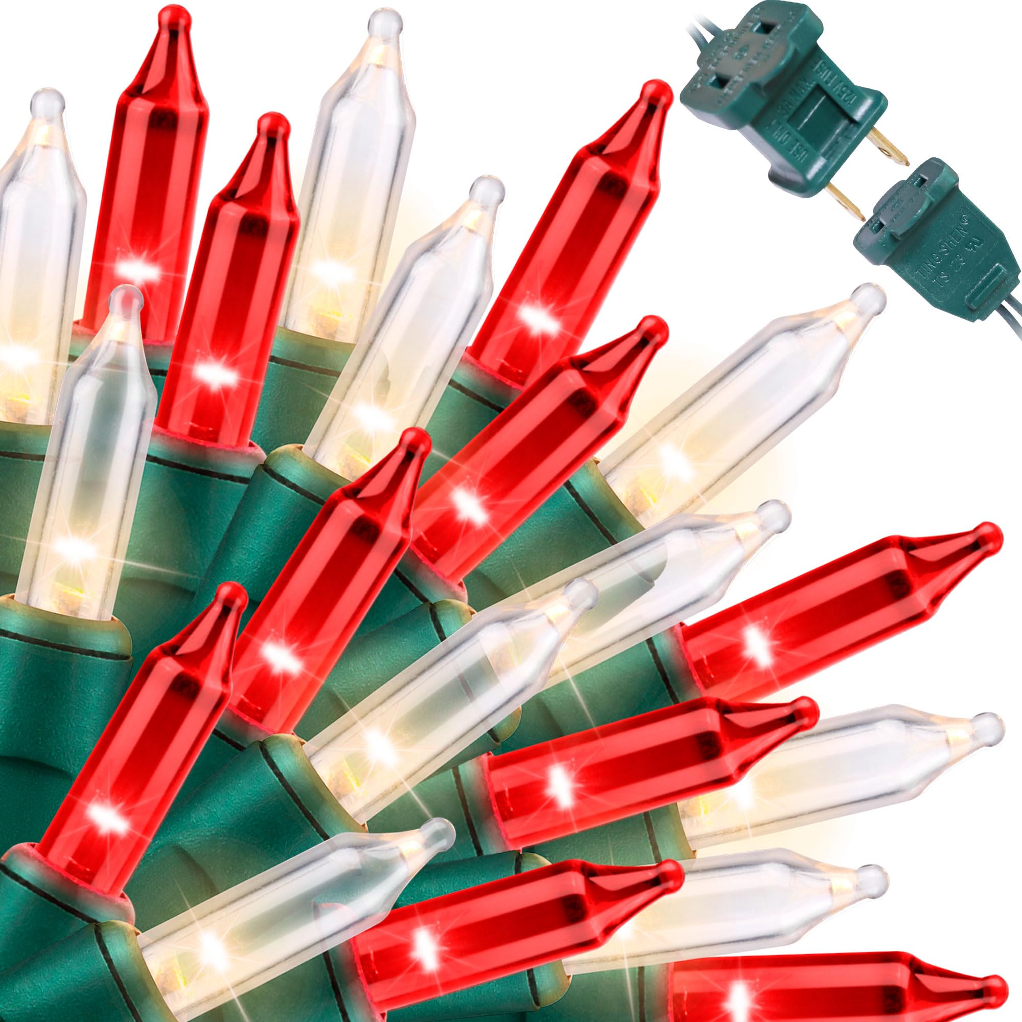 LAMPHOME red clear valentines lights with 100 bulbs for warm, festive ambiance.