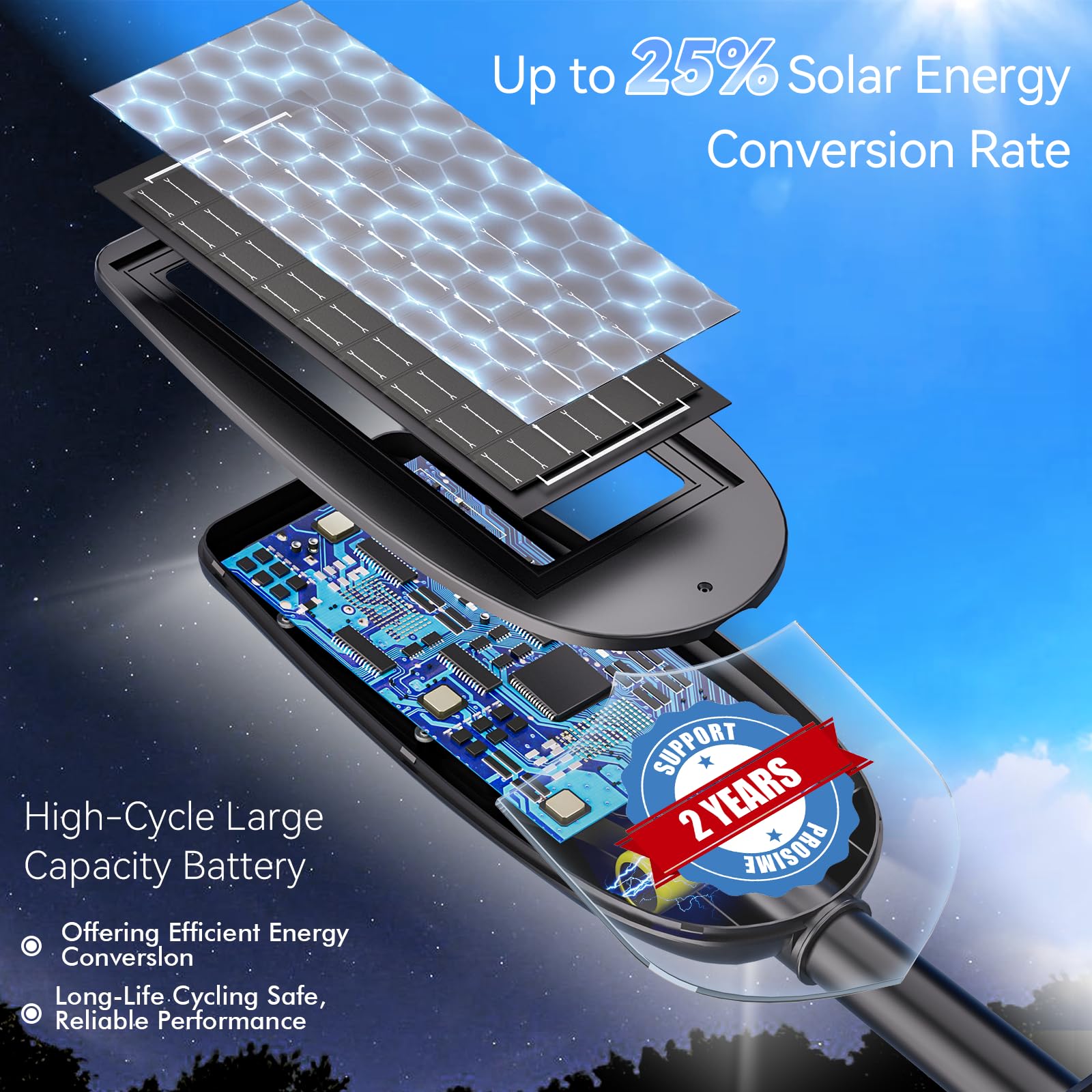 LAMPTEC Solar Street Light Outdoor durable frame for all-weather performance